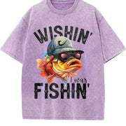 Fishing Tank Outdoor Fisher Workout Vintage Washed T-Shirt in Purple