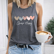 Heart Tank Sleeveless Tank Women's Color Cotton Tank Top in Gray
