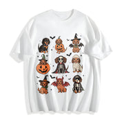 Halloween Dachshund Cotton T-Shirt in White