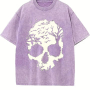 Melting Skull vintage washed oversized T-shirt in Purple