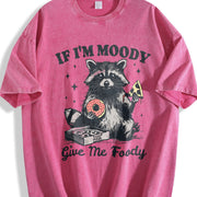 Retro Raccoon If I'm Moody Give Me Foody Vintage Washed T-Shirt in Red