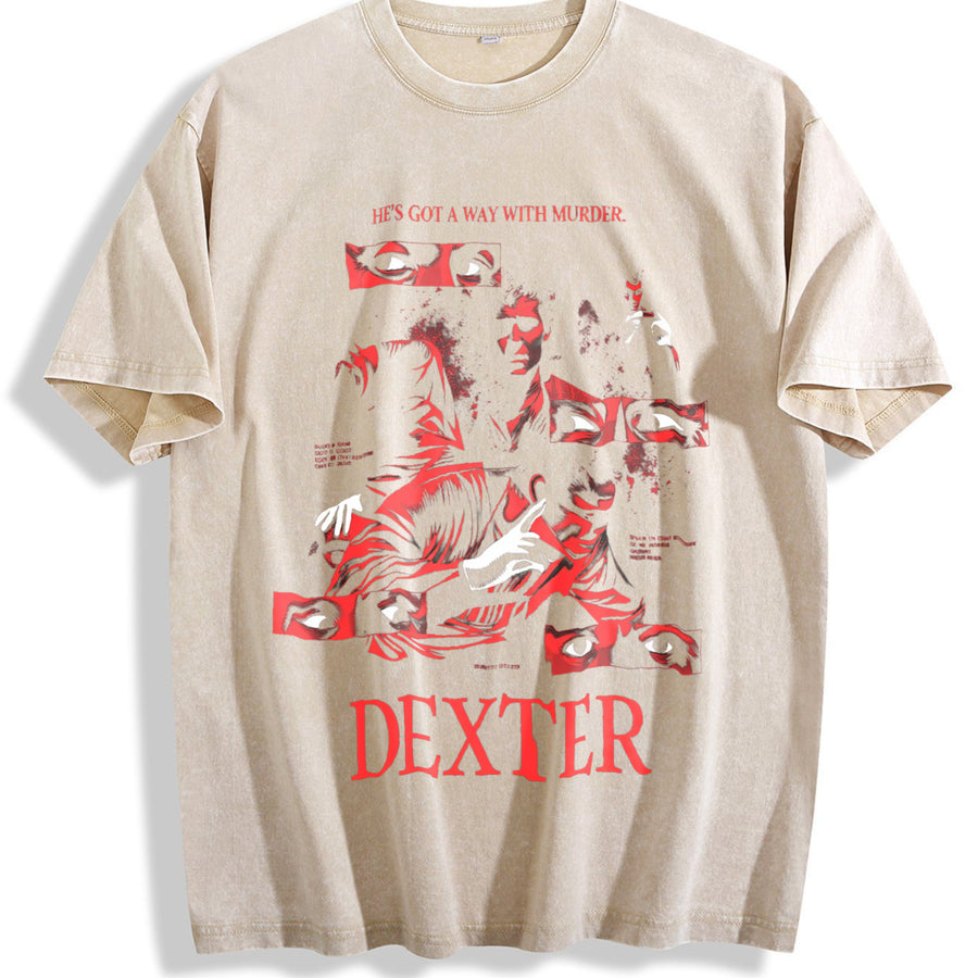 Dexter Killer Dexter Morgan For Movies Lovers vintage washed oversized T-shirt in Beige