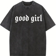 Good Girl Romance Club vintage washed oversized T-shirt in Black