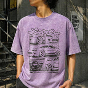 Toyota Supra 90s JDM Vintage Washed T-Shirt in Purple