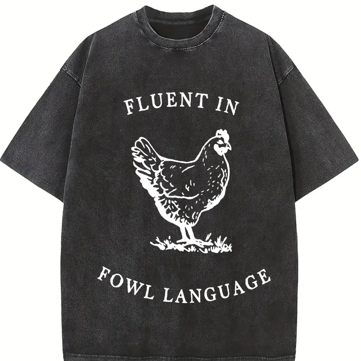 Chicken Short-sleeve Vintage Washed T-Shirt in Black