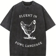 Chicken Short-sleeve Vintage Washed T-Shirt in Black