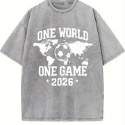 One World One Game 2026 Vintage Washed T-Shirt in Gray