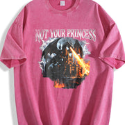 Not Your Princess Dragon 90s Vintage Washed T-Shirt in Red