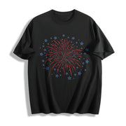 Firework USA V-neck Cotton T-Shirt in Black