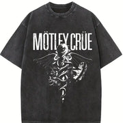 MOTLEY CRUE DR FEELGOOD Grunge Album Rock Lover vintage washed oversized T-shirt in Black