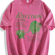 Raccoon Infographic Vintage Washed T-Shirt in Red
