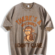 There's a 99 Percent Chance I Don't Care Monkey Vintage Washed T-Shirt in Brown