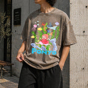 Studio Ghibli Anime Vintage Washed T-Shirt in Brown