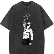 WWE Roman Reigns Iconic Wrestling Classic Fan fast vintage washed oversized T-shirt in Black