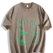 Moth Tattoo Retro Nature Bug Vintage Washed T-Shirt in Brown