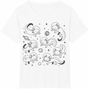 Space Axolotl Youth Astronaut Planet Axolotl Lover Kid Cotton T-Shirt in White