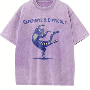 Retro Expensive and Difficult Dancing Cat 90s Vintage Washed T-Shirt in Purple