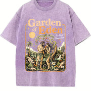 Garden of Eden Christian Bible Story Adam Eve Vintage Washed T-Shirt in Purple