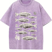 Largemouth Bass Fish 90s Vintage Washed T-Shirt in Purple
