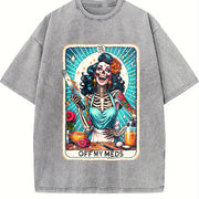 Off My Meds Unhinged Tarot Card vintage washed oversized T-shirt in Gray