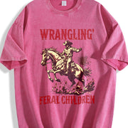 Retro Wranglin' Feral Children Raccoon 90s Vintage Washed T-Shirt in Red