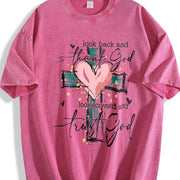 Back and Thank God, Move Forward and Trust God Vintage Washed T-Shirt in Red