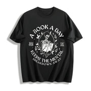 A Book a Day Keep the Mental Breakdown Away Cotton T-Shirt in Black