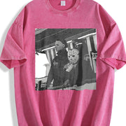 Halloween Slasher Horror Scene vintage washed oversized T-shirt in Red
