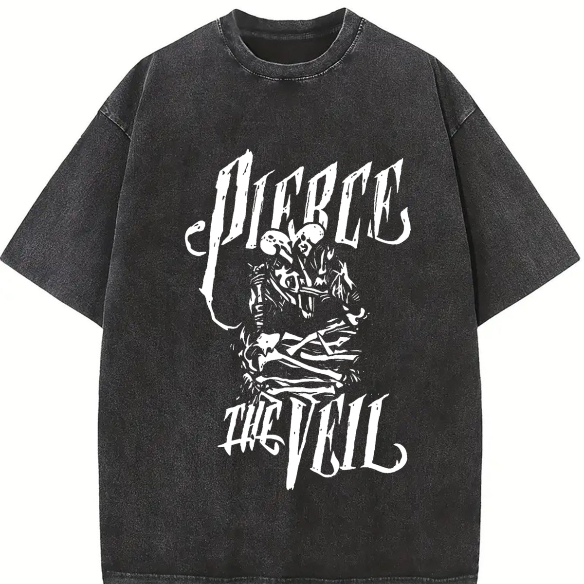 Distressed Retro with for Attire ( ) Vintage Washed T-Shirt in Black