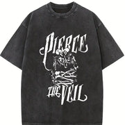 Distressed Retro with for Attire ( ) Vintage Washed T-Shirt in Black