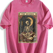 The Reader Tarot Skeleton vintage washed oversized T-shirt in Red