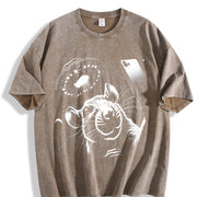 Rat Selfie with Ufo 90s Vintage Washed T-Shirt in Brown