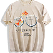 I Just Gotta Be Me Goldfish Vintage Washed T-Shirt in Beige