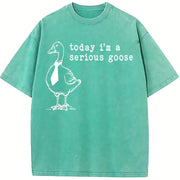 Today I'm a Serious Goose Vintage Washed T-Shirt in Blue