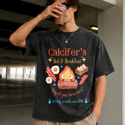 Howl’s Moving Castle Inspired Calcifer's Bed & Breakfast Vintage Washed T-Shirt in Black