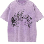 Frog Musicians 90s Retro ® Vintage Washed T-Shirt in Purple