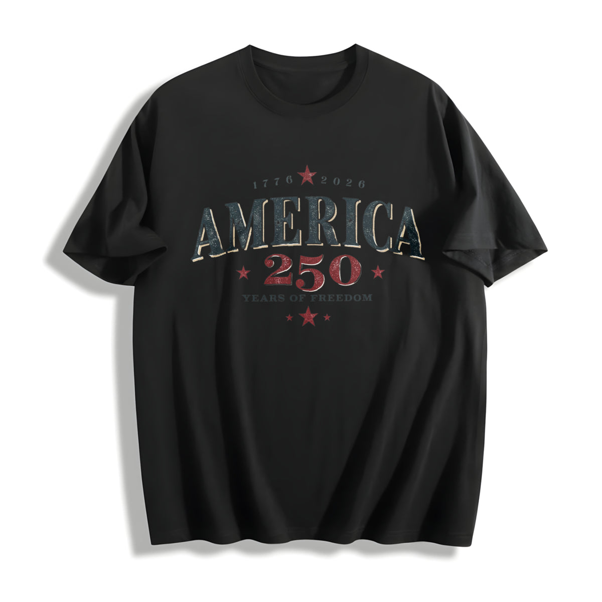 America 250th Birthday Cotton T-Shirt in Black