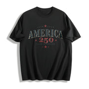 America 250th Birthday Cotton T-Shirt in Black