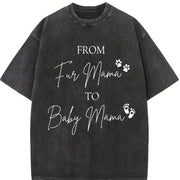 From Fur Mama To Baby Mama Pregnancy Announcement vintage washed oversized T-shirt in Black