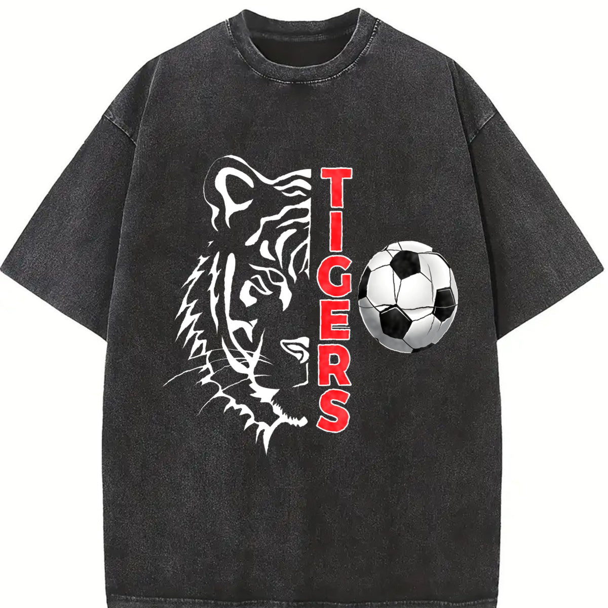 Tigers Soccer Vintage Washed T-Shirt in Black