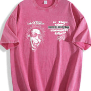 Spiral Glasses Portrait Vintage Washed T-Shirt in Red