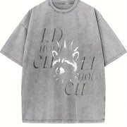 Punk Raccoon ® Retro Y2k Punker Raccoon Vintage Washed T-Shirt in Gray