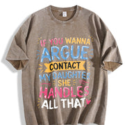 For Any Disputes Vintage Washed T-Shirt in Brown