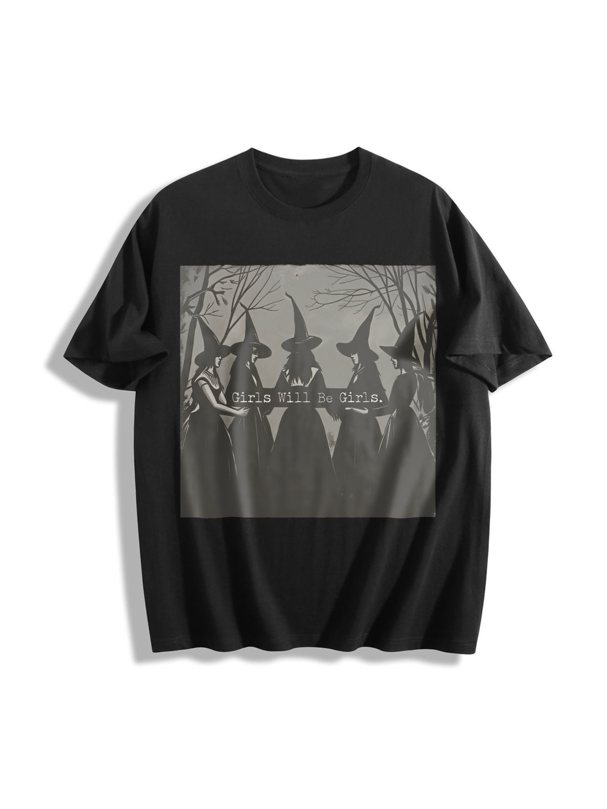 Girls Will Be Girls Witch Cotton T-Shirt in Black