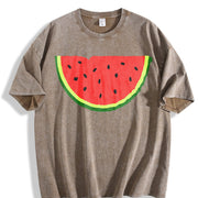 Watermelon Pocket Vintage Washed T-Shirt in Brown