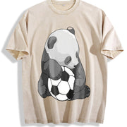 Panda Soccer Vintage Washed T-Shirt in Beige
