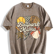 Ballpark Mama Vintage Washed T-Shirt in Brown