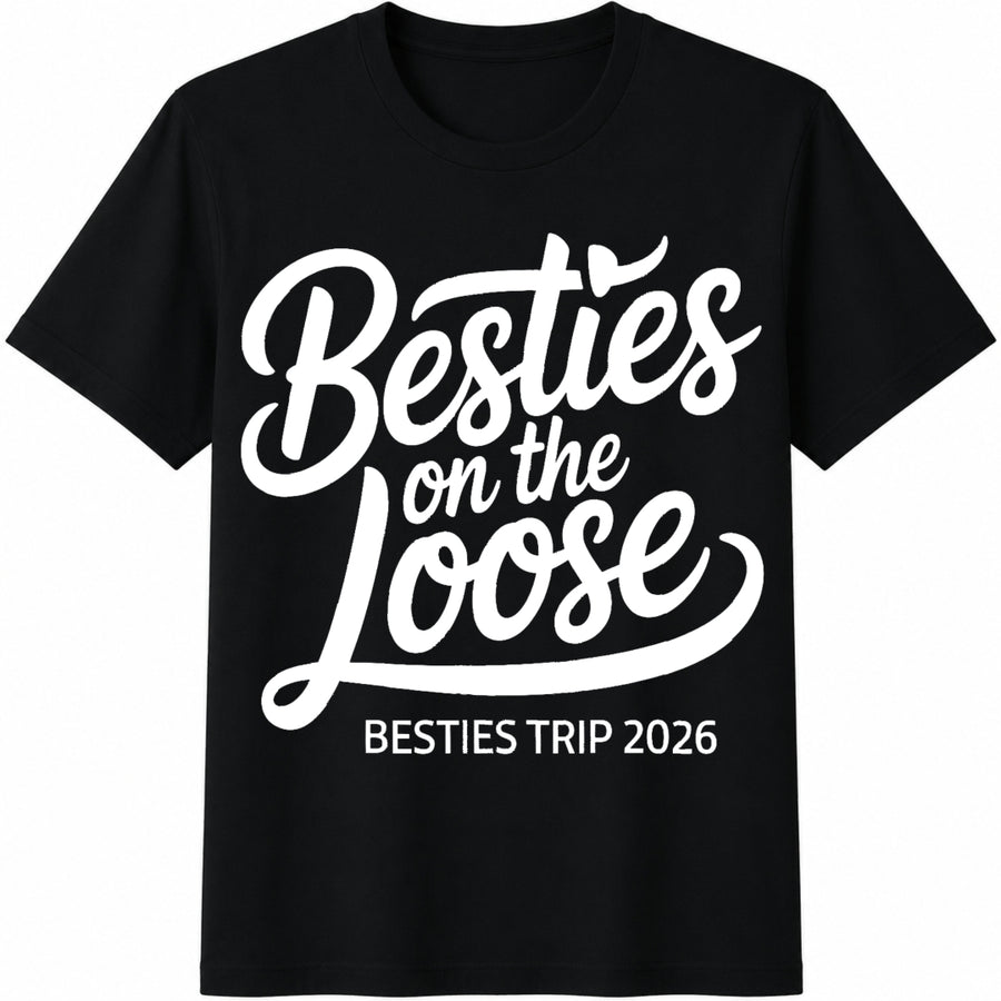 Besties on the Loose Besties Trip 2026 Cotton T-Shirt in Black