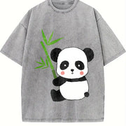 Panda Bear Panda Lover Vintage Washed T-Shirt in Gray