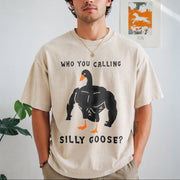 Silly Goose Gym Meme Vintage Washed T-Shirt in Beige